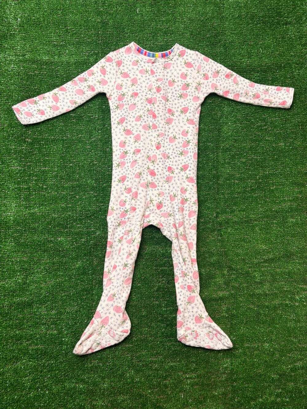 Magnetic Me Strawberry Print Organic Cotton Magnetic Footie Pajama 12-18 Months